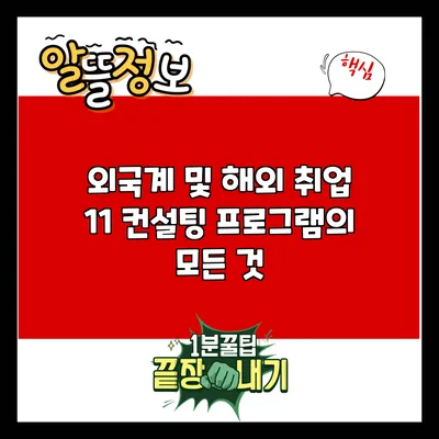 외국계 및 해외 취업 1:1 컨설팅 프로그램의 모든 것