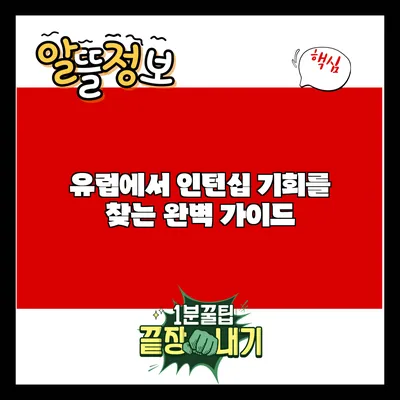 유럽에서 인턴십 기회를 찾는 완벽 가이드