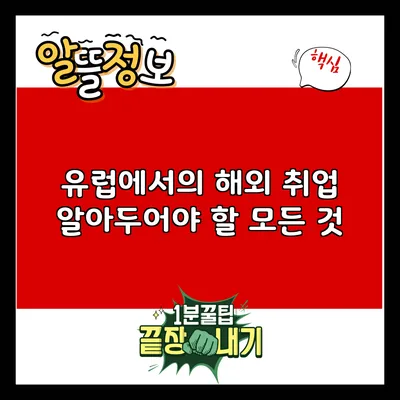유럽에서의 해외 취업: 알아두어야 할 모든 것