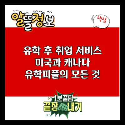 유학 후 취업 서비스: 미국과 캐나다 유학피플의 모든 것