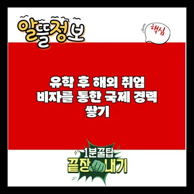 유학 후 해외 취업 비자를 통한 국제 경력 쌓기