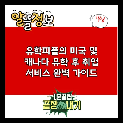 유학피플의 미국 및 캐나다 유학 후 취업 서비스 완벽 가이드