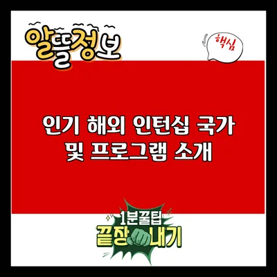 인기 해외 인턴십 국가 및 프로그램 소개