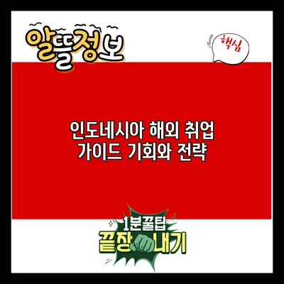 인도네시아 해외 취업 가이드: 기회와 전략