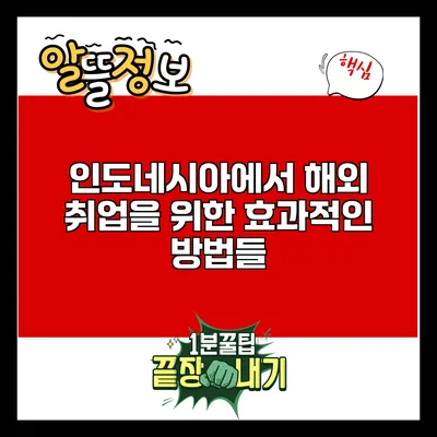 인도네시아에서 해외 취업을 위한 효과적인 방법들