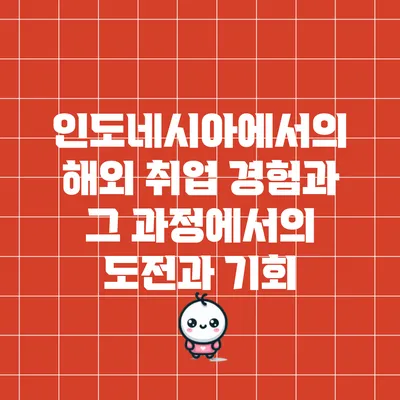 인도네시아에서의 해외 취업 경험과 그 과정에서의 도전과 기회