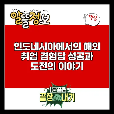 인도네시아에서의 해외 취업 경험담: 성공과 도전의 이야기