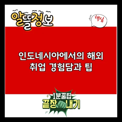인도네시아에서의 해외 취업 경험담과 팁
