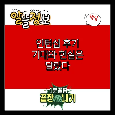 인턴십 후기: 기대와 현실은 달랐다