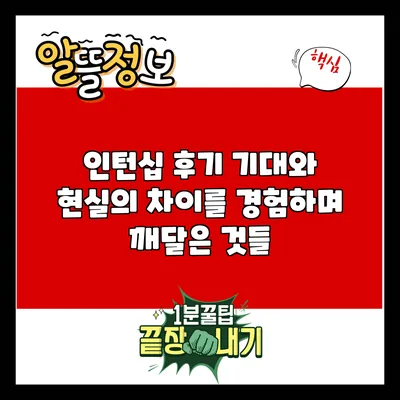 인턴십 후기: 기대와 현실의 차이를 경험하며 깨달은 것들