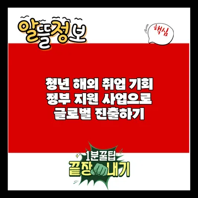 청년 해외 취업 기회: 정부 지원 사업으로 글로벌 진출하기