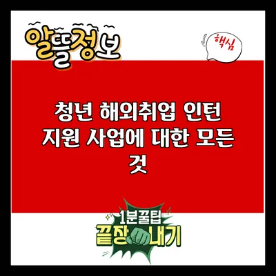 청년 해외취업 인턴 지원 사업에 대한 모든 것