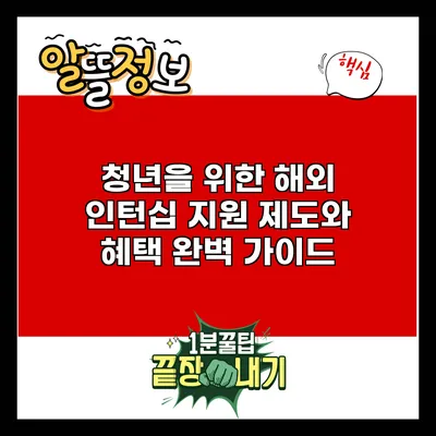청년을 위한 해외 인턴십 지원 제도와 혜택 완벽 가이드