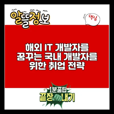 해외 IT 개발자를 꿈꾸는 국내 개발자를 위한 취업 전략