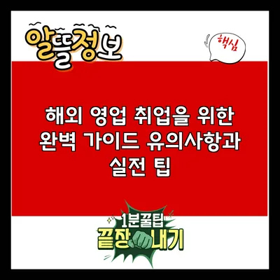 해외 영업 취업을 위한 완벽 가이드: 유의사항과 실전 팁