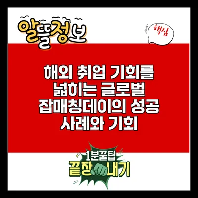 해외 취업 기회를 넓히는 글로벌 잡매칭데이의 성공 사례와 기회