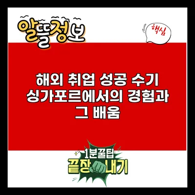해외 취업 성공 수기: 싱가포르에서의 경험과 그 배움