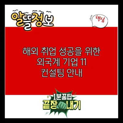 해외 취업 성공을 위한 외국계 기업 1:1 컨설팅 안내