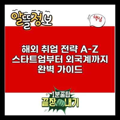 해외 취업 전략 A-Z: 스타트업부터 외국계까지 완벽 가이드