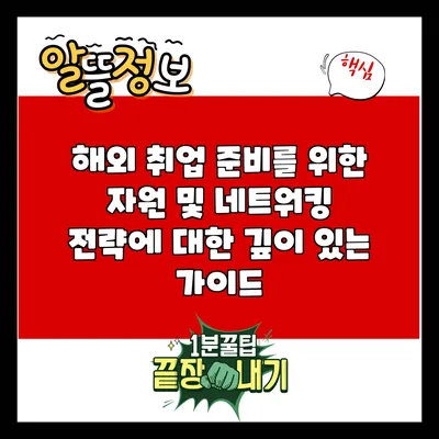 해외 취업 준비를 위한 자원 및 네트워킹 전략에 대한 깊이 있는 가이드