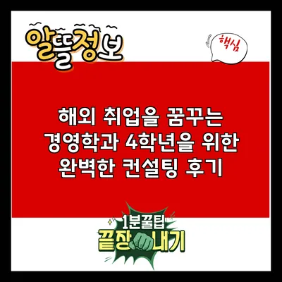 해외 취업을 꿈꾸는 경영학과 4학년을 위한 완벽한 컨설팅 후기