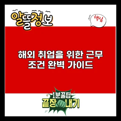 해외 취업을 위한 근무 조건 완벽 가이드