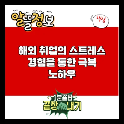 해외 취업의 스트레스: 경험을 통한 극복 노하우