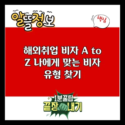 해외취업 비자 A to Z: 나에게 맞는 비자 유형 찾기