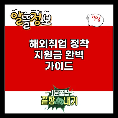 해외취업 정착 지원금 완벽 가이드