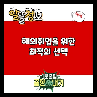 해외취업을 위한 최적의 선택