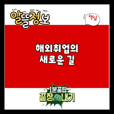 해외취업의 새로운 길