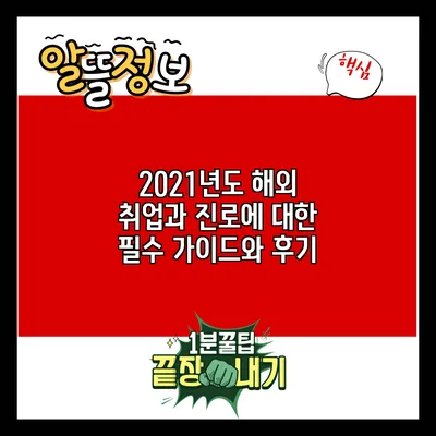 2021년도 해외 취업과 진로에 대한 필수 가이드와 후기