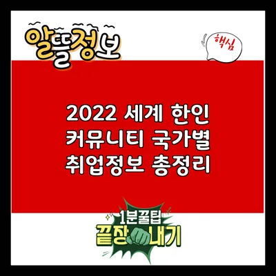 2022 세계 한인 커뮤니티: 국가별 취업정보 총정리