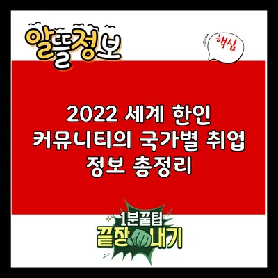 2022 세계 한인 커뮤니티의 국가별 취업 정보 총정리