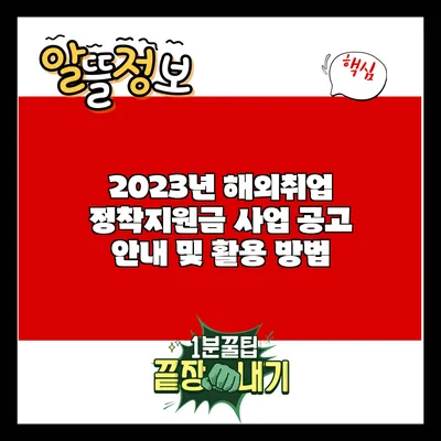 2023년 해외취업 정착지원금 사업 공고 안내 및 활용 방법
