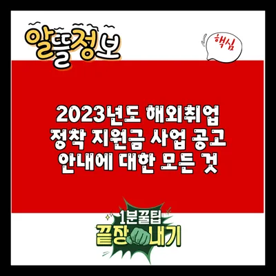 2023년도 해외취업 정착 지원금 사업 공고 안내에 대한 모든 것