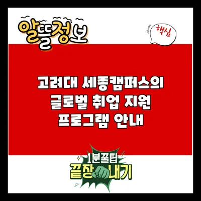 고려대 세종캠퍼스의 글로벌 취업 지원 프로그램 안내