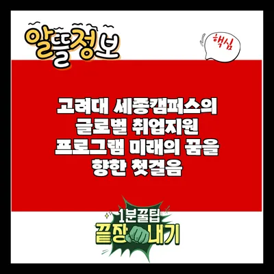 고려대 세종캠퍼스의 글로벌 취업지원 프로그램: 미래의 꿈을 향한 첫걸음