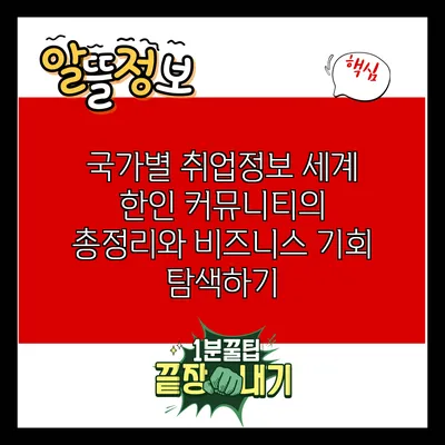 국가별 취업정보: 세계 한인 커뮤니티의 총정리와 비즈니스 기회 탐색하기