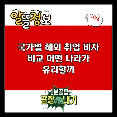 국가별 해외 취업 비자 비교: 어떤 나라가 유리할까?