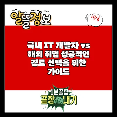 국내 IT 개발자 vs 해외 취업: 성공적인 경로 선택을 위한 가이드