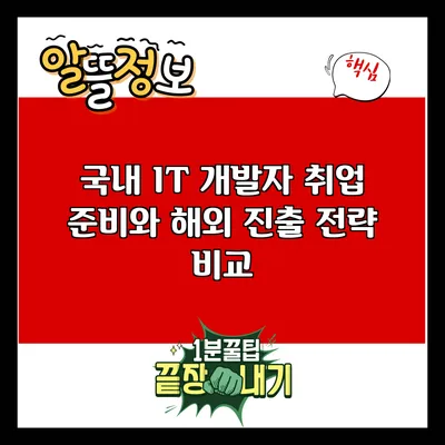 국내 IT 개발자 취업 준비와 해외 진출 전략 비교