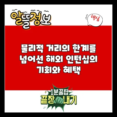 물리적 거리의 한계를 넘어선 해외 인턴십의 기회와 혜택