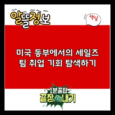 미국 동부에서의 세일즈 팀 취업 기회 탐색하기