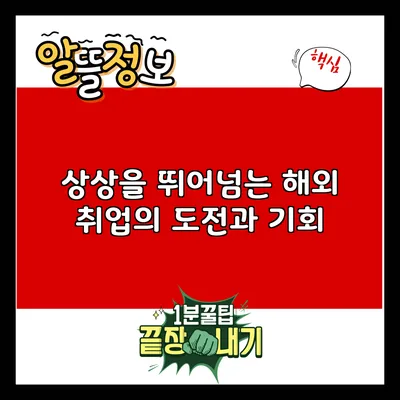 상상을 뛰어넘는 해외 취업의 도전과 기회