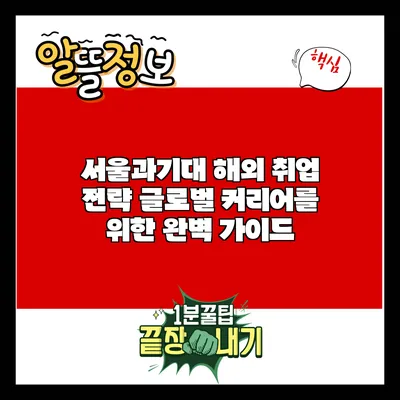 서울과기대 해외 취업 전략: 글로벌 커리어를 위한 완벽 가이드