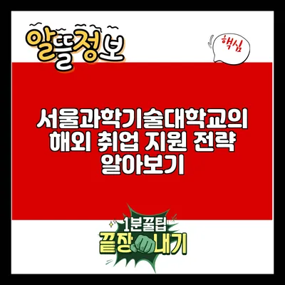 서울과학기술대학교의 해외 취업 지원 전략 알아보기