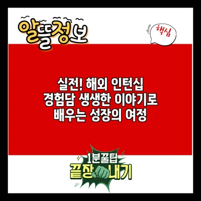 실전! 해외 인턴십 경험담: 생생한 이야기로 배우는 성장의 여정