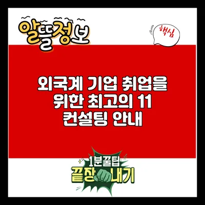 외국계 기업 취업을 위한 최고의 1:1 컨설팅 안내