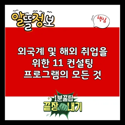 외국계 및 해외 취업을 위한 1:1 컨설팅 프로그램의 모든 것